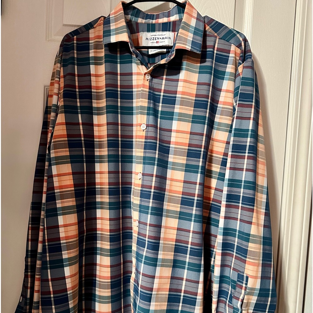 Mens Mizzen Main Leward Collection Shirt Sz XXL Trim Fit Performance Lon Sleeve